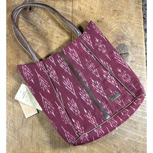 NWT - Fabindia Tote Bag - burgundy print Indian